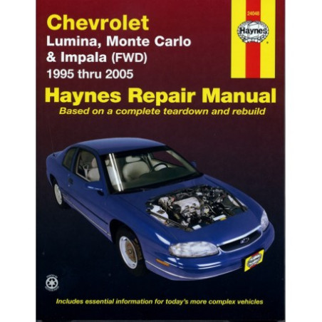 Chevrolet Lumina Monte Carlo and Impala Haynes Repair Manual for 1995 thru 2005 Front-wheel Drive Models. Does not