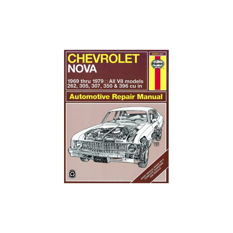 Chevrolet Nova Haynes Repair Manual for 1969 thru 1979 V8 Engine Models