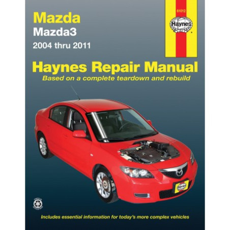 Mazda3 Haynes Repair manual for 2004 thru 2011. (Does not include information specific to all-wheel drive or turboc