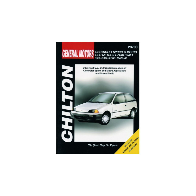 General Motors Chilton Repair Manual for 1985-00 covering all models of Chevrolet Sprint and Metro Geo Metro and Su