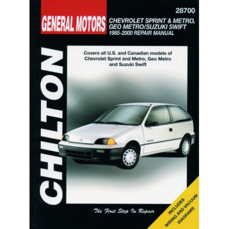 General Motors Chilton Repair Manual for 1985-00 covering all models of Chevrolet Sprint and Metro Geo Metro and Su